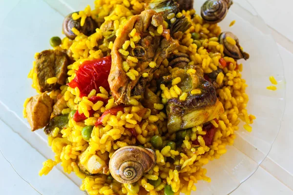 Csigák Paella részletesen felület — Stock Fotó