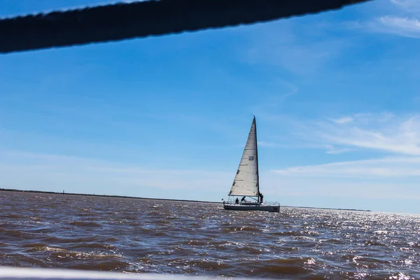 Dettaglio Barca Vela Mare — Foto Stock