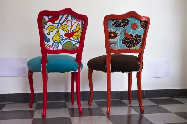 Cadeiras Vintage Coloridas Decoração — Fotografia de Stock