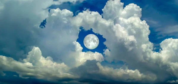 Super moon in the hole of donut cloud sky and heaven sunshine a — Stock Photo, Image