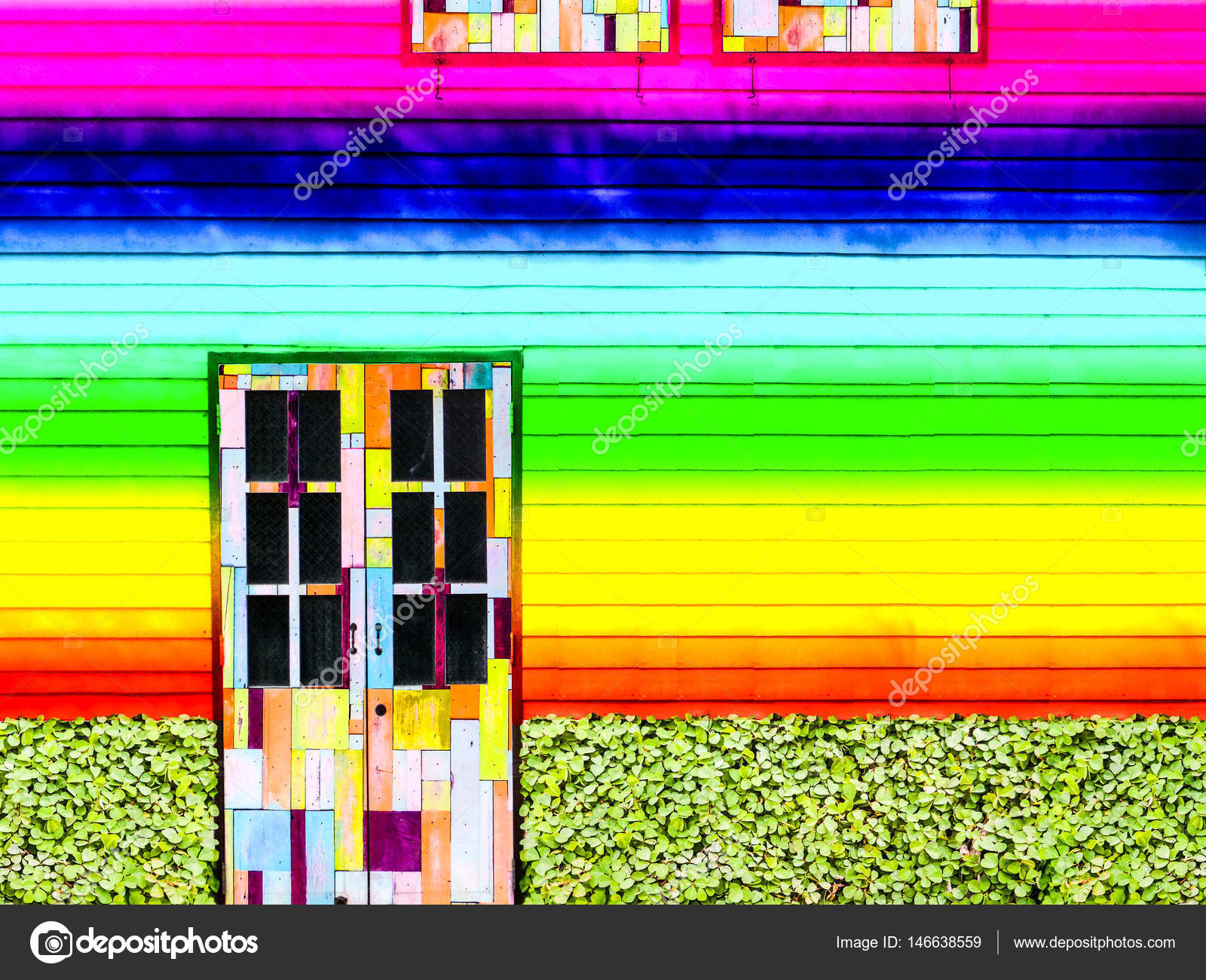 Colorful Rainbow Wallpaper Wood Door Vintage Colorful Rainbow