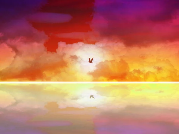 sinek kaçıp eve ve nehir yansıma deniz üzerinde