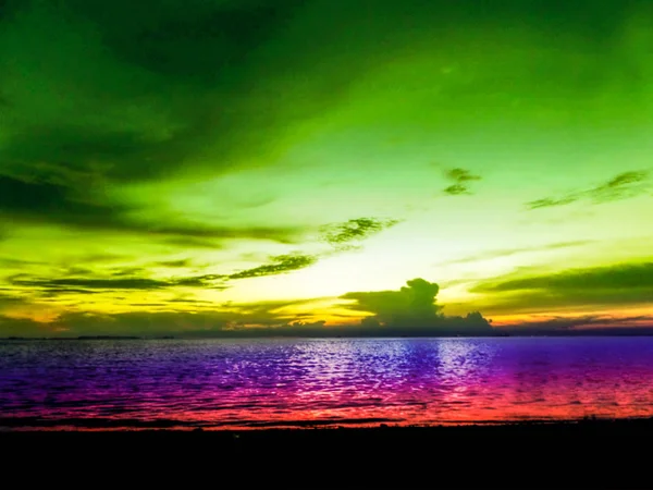 Blur last light sunset colorful sky and the ocean — Stock Photo, Image