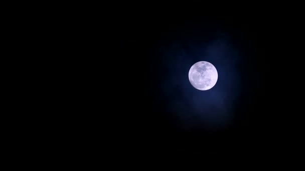 Pleine lune froide dans le ciel nocturne nuage doux et sombre en mouvement pass2 — Video