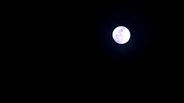 漫漫长夜的月亮和月光在夜空和云彩中穿行 — 图库视频影像