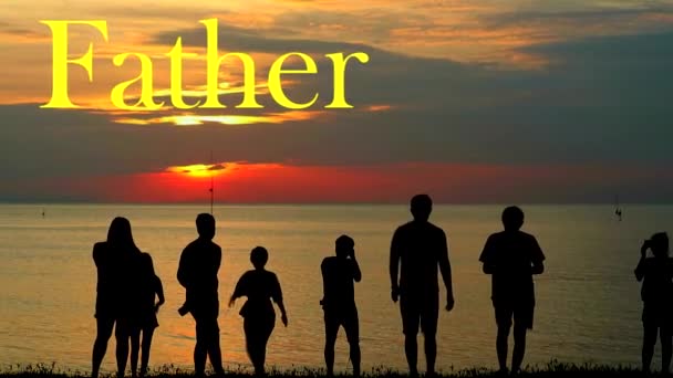 Rodzina oznacza ojca i matkę Kocham cię o zachodzie słońca tle — Wideo stockowe