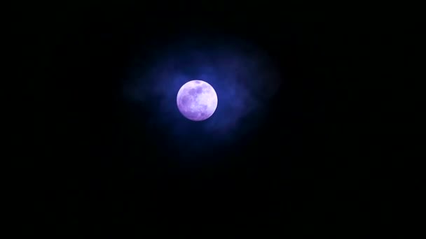 Luna llena y luna llena en el cielo nocturno y la nube pasando2 — Vídeos de Stock