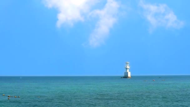 Light house and blue sky white cloud moving by soft wind — Stock Video