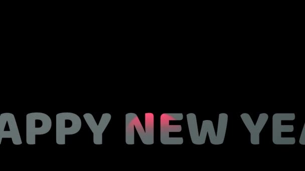 Ευτυχισμένο το νέο έτος αποτέλεσμα κειμένου και την πρώτη ανατολή του χρόνου φόντο — Αρχείο Βίντεο