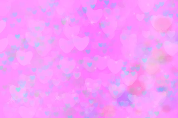 Azul coração estrela arco-íris bolha e rosa grande coração abstrato — Fotografia de Stock