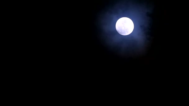 Pełnia księżyca na nocnym niebie, miękka i ciemna chmura. — Wideo stockowe