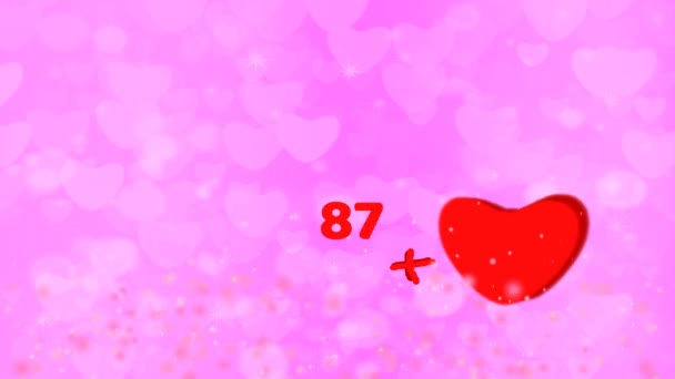 Rood hart plus 999 en knipper met magie en roze hart achtergrond — Stockvideo