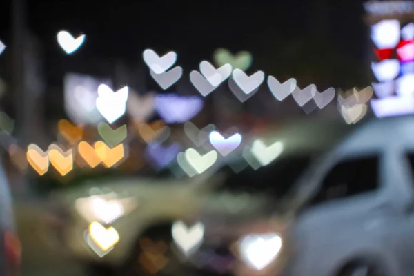 Blur and bokeh heart shape love valentine colorful night light o — Stock Photo, Image