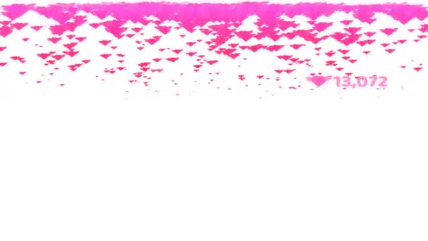 Milioni di cuori tono rosa ala pioggia cadere e con conteggio e testo di San Valentino e copiare lo spazio — Video Stock