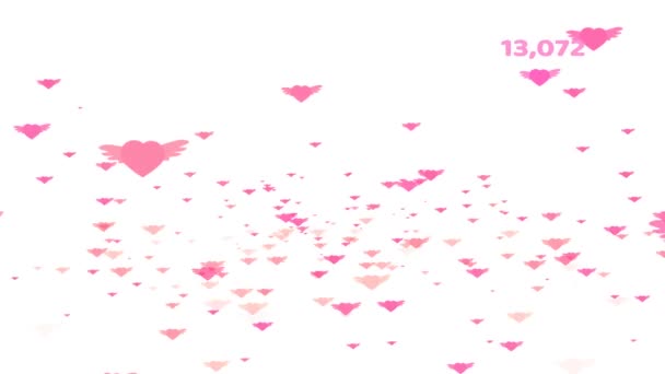 Million de cœurs rose clair et foncé aile volant et compter et valentine texte 