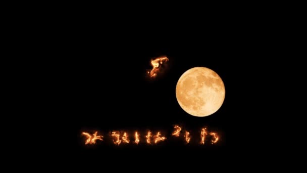 Sagittaire texte effet sabre et le symbole du zodiaque ralentit apparaissent et la pleine lune — Video