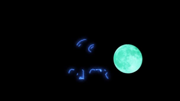 Nowotwór tekst szabla efekt i symbol zodiaku zwalnia pojawiają się pełnia księżyca — Wideo stockowe