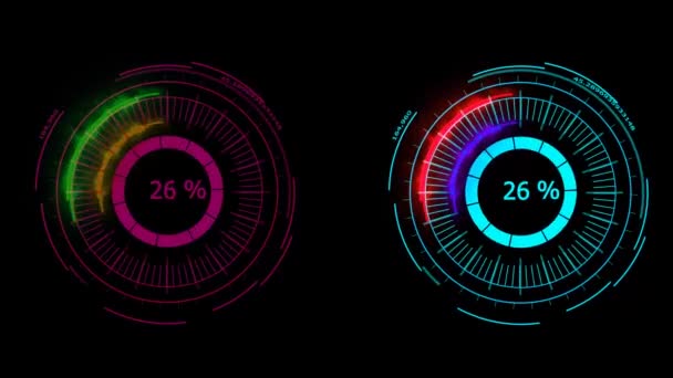 Цифровая энергия измерителя мощности красный синий синтез мощный большой летний распродажа — стоковое видео