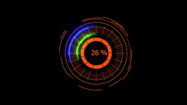 Compteur numérique énergie rouge bleu puissant autour de l'effet de la technologie de chargement — Video