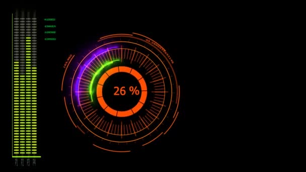 Digitale meter vermogen energie technologie animatie belasting effect donker oranje — Stockvideo