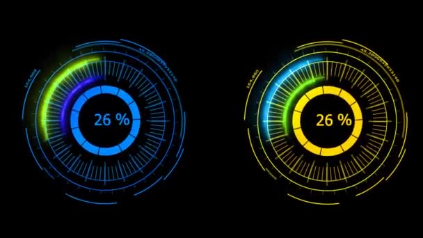 Цифровая энергия измерителя мощности желтый синий синтез мощный большой летний распродажа — стоковое видео