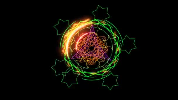 Dodecagon poder de fuego arma mágica color rosa potente alrededor — Vídeo de stock