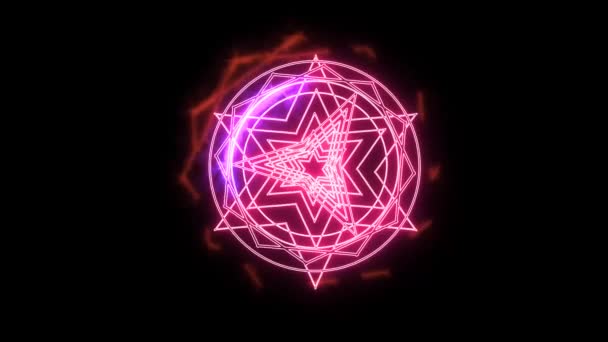围绕着强大的魔法力量的十二角形火势势不可挡的缓慢旋转 — 图库视频影像