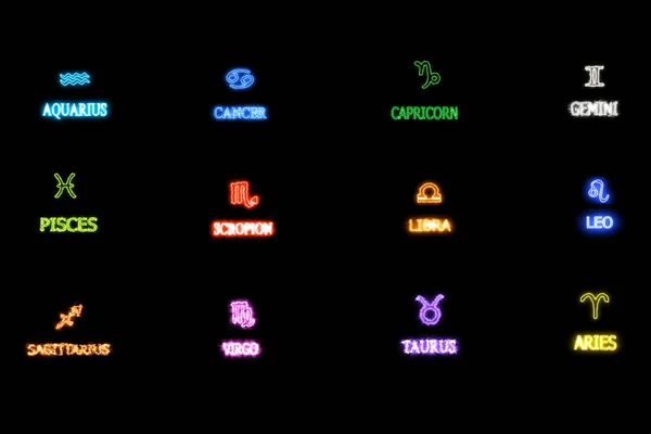 Двенадцать Зодиак Петь Текстовый Эффект Черный Фон Экрана — стоковое фото