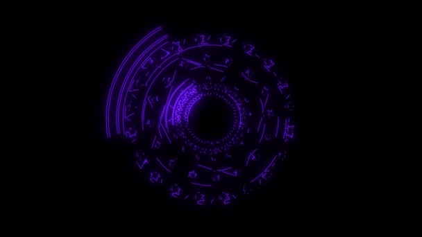 Магія шість зірок фіолетовий потужна енергія обертається повільно з'являється для банера і реклами — стокове відео