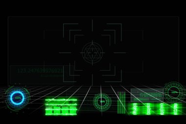 Dijital güç enerjisini tam sınır ve dijital çubuğu ve beyaz tablo boyutundaki siyah ekranı kilitle