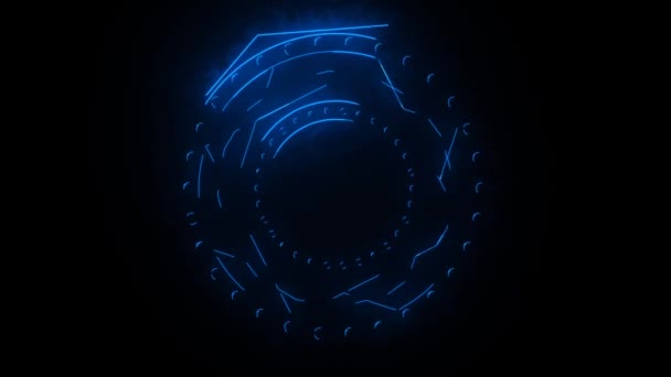 強力な青い魔法の炎の輪の周りに圧倒的な六角形の火の力 — ストック動画