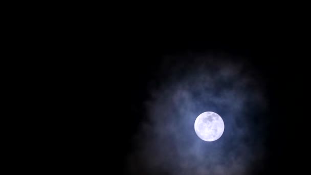 Full Long Nights Moon on the night sky and soft cloud passing2 — Stock Video