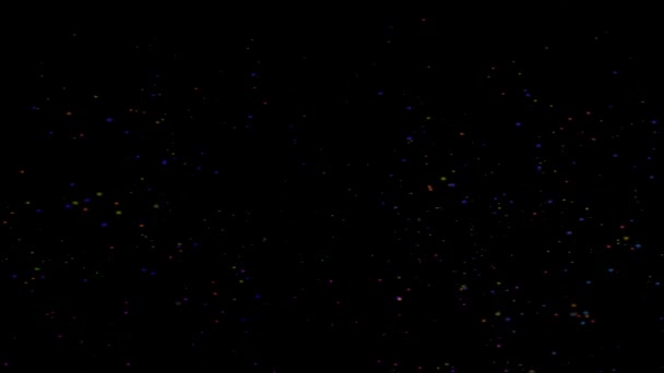Égő szivárvány láng szikrák úsznak a tetején a fekete képernyőn — Stock videók