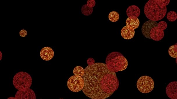 A bola vírica do vírus era mutação à cor da lava da chama e ao vírus normal vermelho — Vídeo de Stock