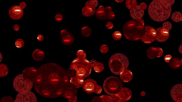 Virus covid duivel gezicht mutatie vlam lava kleur en rood normaal virus — Stockvideo