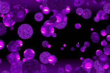 Virüs covid topu, siyah ekranda, şeytanla yüz yüze gelen mutasyondu.