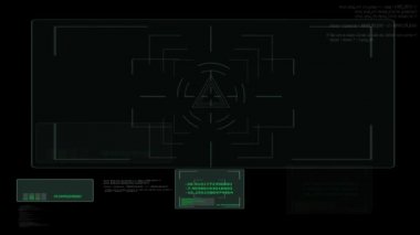 Pankart ve reklam için 4 K kilit ölçekli hacker metin analizi siyah ekran arkaplanı