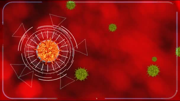 Análisis digital para encontrar la vacuna y la medicina de la mutación del virus covid borrosa de color rojo oscuro — Vídeo de stock