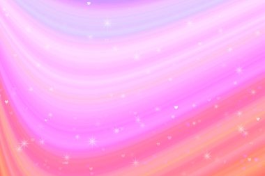 Renkli çizgi eğrisi yıldız ve pembe küçük kalp soyut arkaplan