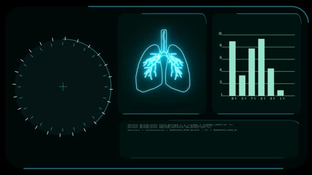 Монітор цифрового вимірювача радар виявлений ковадлом в легенях для навчання та аналізу — стокове відео