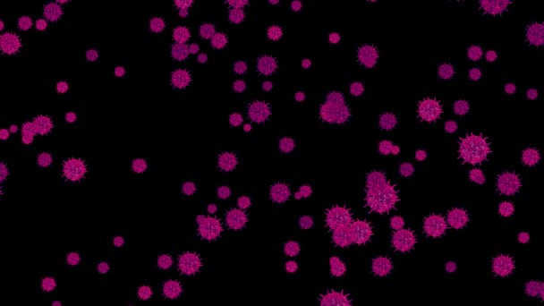 Virus Covid Glühen Magentafarbene Farbe Fliegen Der Luft Bewegt — Stockvideo