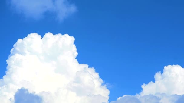 Hermosa nube de montón blanco moviéndose sobre fondo de cielo azul — Vídeos de Stock