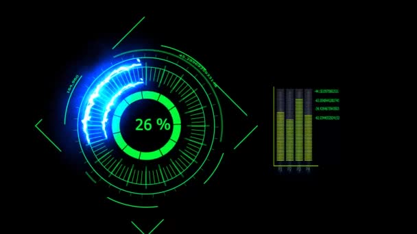 Digitale meter vermogen energie donkerblauw abstract ontwerp van technologie voor reclame — Stockvideo