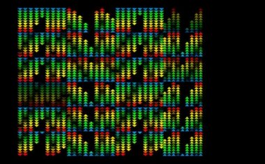 Üçgen aşağı küçük grup desen temalı tekno dans revizyon göz kırpma hepsi siyah ekranda satırda söndü