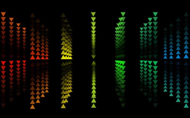 Driehoek regenboog op en neer 3D langzaam vervaagde alles in de lijn op zwart scherm — Stockvideo
