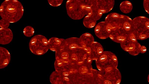 Covid Virus Teufel Gesicht Ball rote Farbe fliegen in der Luft bewegen — Stockvideo