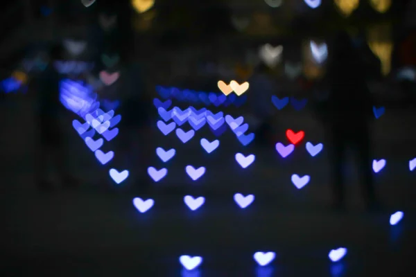 Luz Púrpura Arco Iris Borroso Corazón Forma Amor Día San —  Fotos de Stock