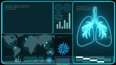 Covid virüsü tüm dünya analizlerini ve dijital grafik çubuğu mavi monitörünü yaydı