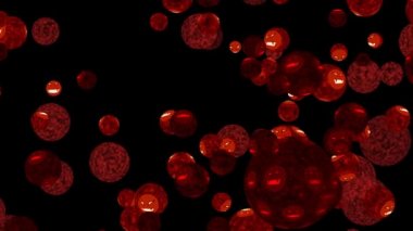 Virüs çovid şeytan mutasyonla yüzleşir alev lav rengi ve kırmızı normal virüs yavaş hareket eder