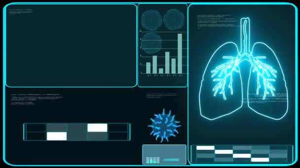 Covid vírus elterjedt minden világ elemzés és a digitális forog kék monitor zoom Amerikába — Stock videók